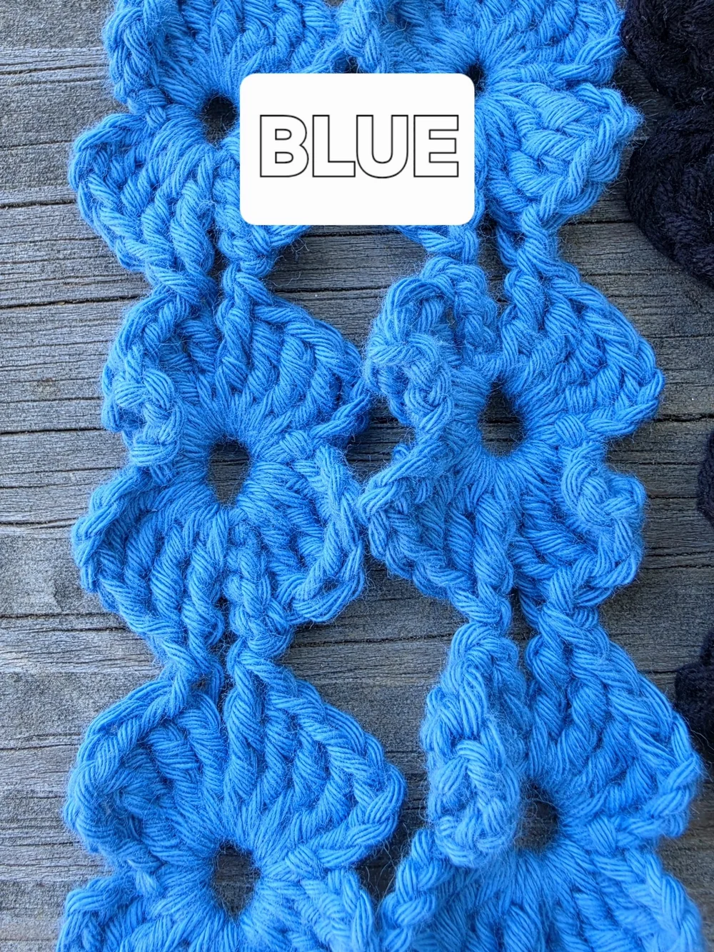 Crocheted ID Lanyard Keychain Strap - flower chain - 100% cotton upcycled yarn